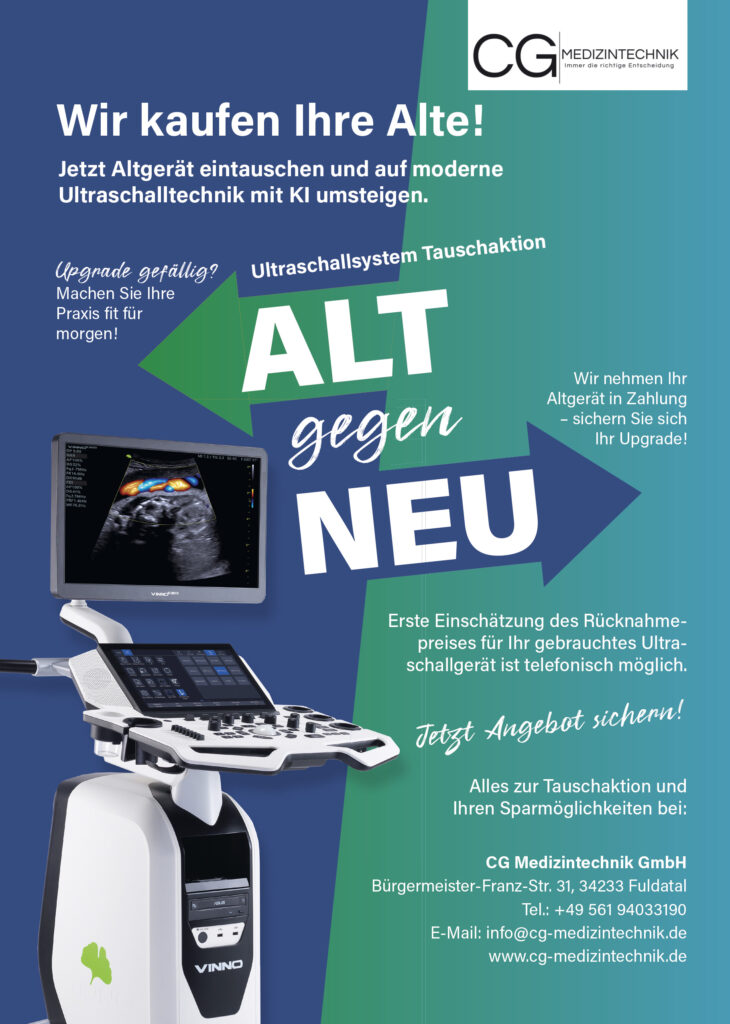 Flyer zur Aktion Alt gegen Neu für VINNO-Ultraschallsysteme