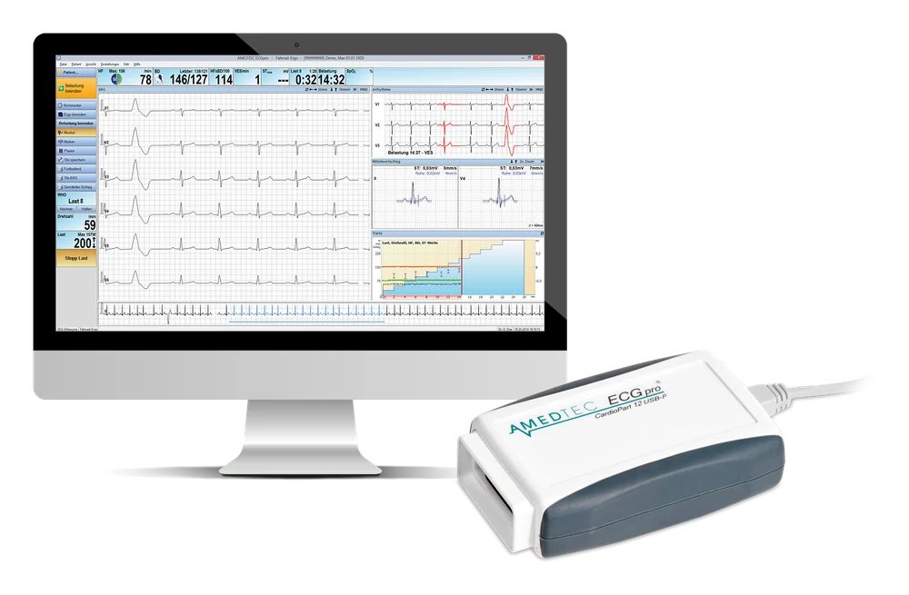 AMEDTEC CardioPart 12 USB, 12-Kanal-PC-EKG mit Auswertung am Monitor